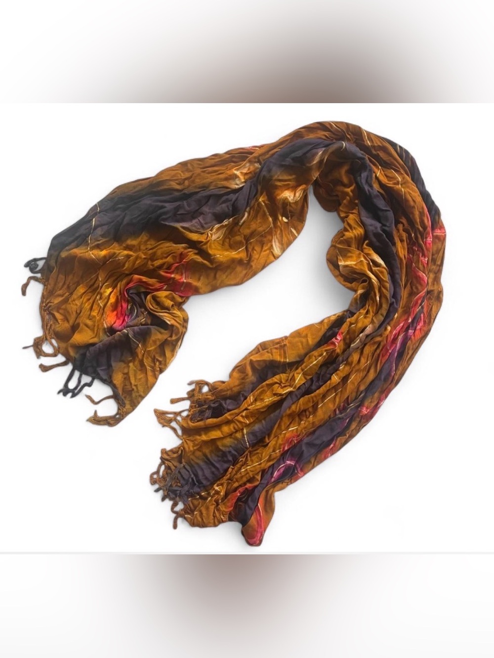 Golden Brown & Charcoal Ombre Lightweight Women's Scarf Festival Rave Pashmina